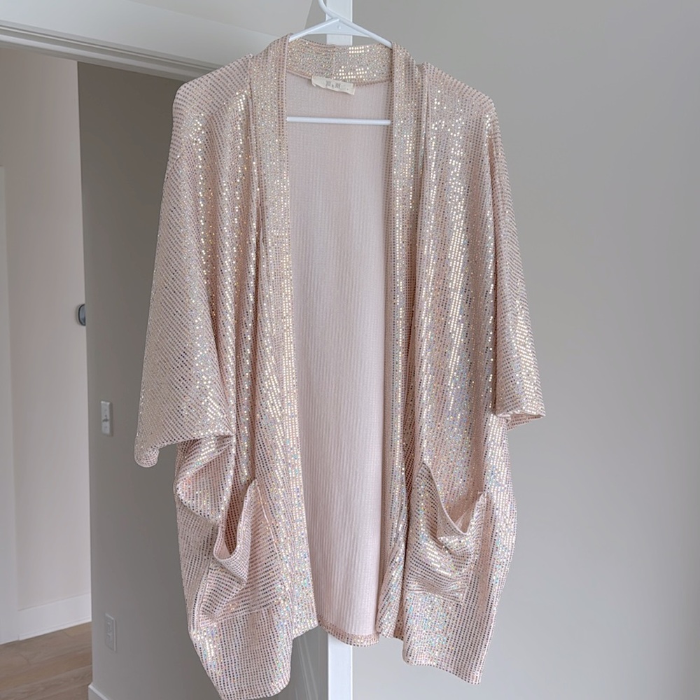 A8. Size S oversized boho kimono cardigan “sequin” with pockets